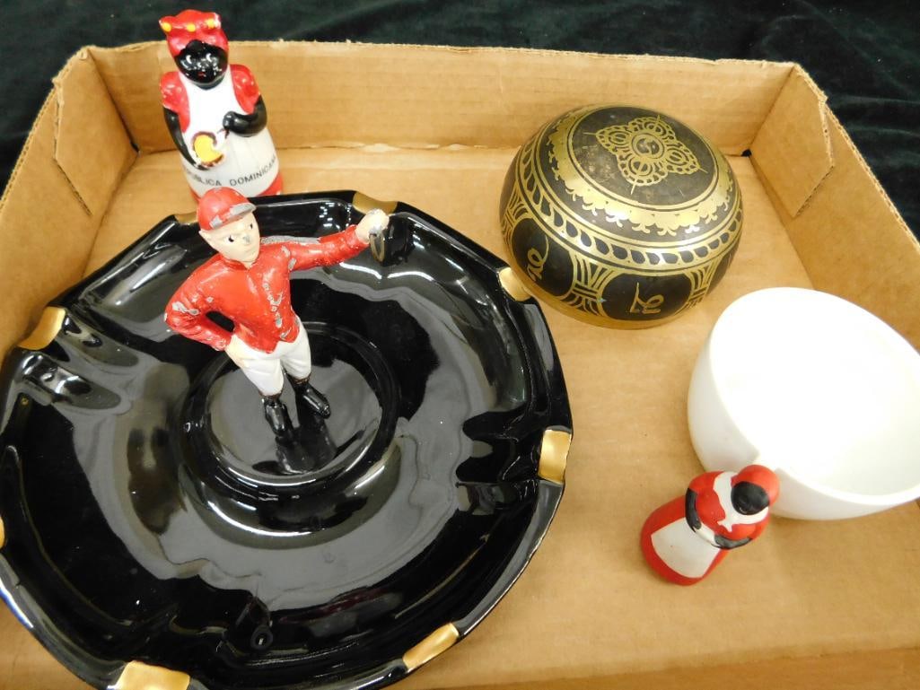 Box Lot with Hall Lawn Jockey Ashtray - Black Americana - Asian Meditation Bell (1 of 12)
