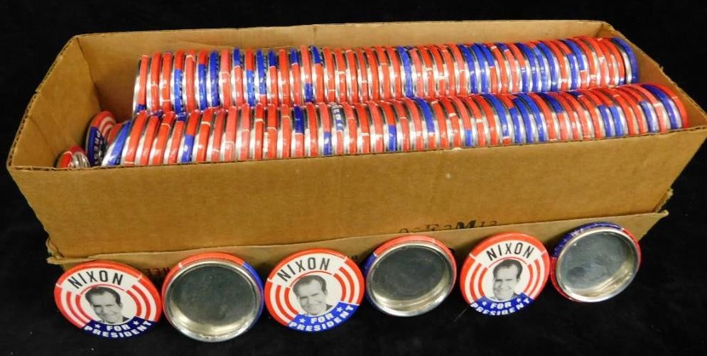 Vintage Political Buttons - 200+ 1.75" "Nixon For President" Buttons - No Pins (1 of 8)
