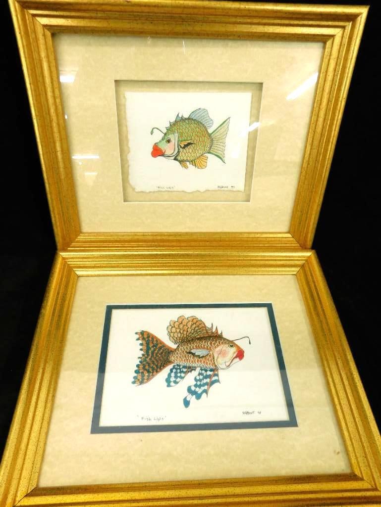 Pair of Original Art - Signed H. Gaunt - "Fish Lips - 1998 and 1999 - Each 9.75" x 11.5" (1 of 10)
