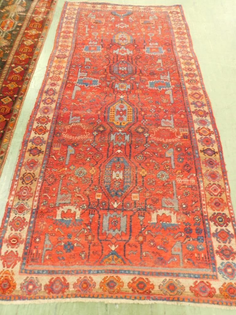 Vintage Long Area Rug - Maroon - Beige - Blue (1 of 10)