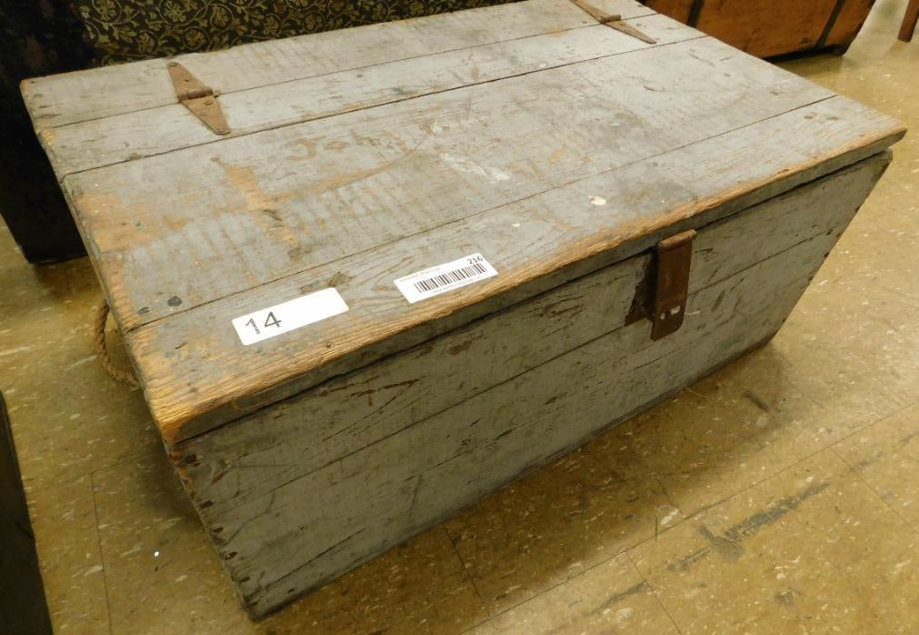 Vintage Wood Tool Chest: 12" x 29" x 18"