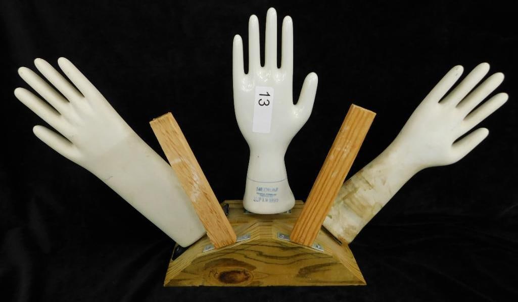 Vintage Pottery Hand Molds - Homemade Stand - 3 Total (1 of 10)