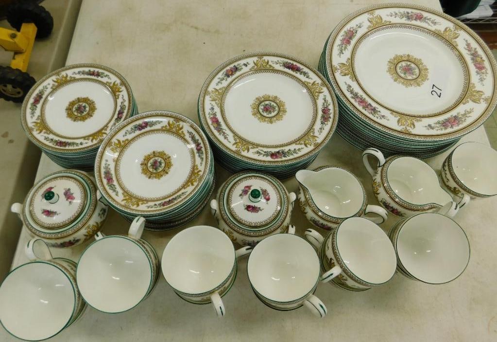 53 Piece Wedgwood English Bone China Set - "Columbia Enameled": See Photos For Condition and Details