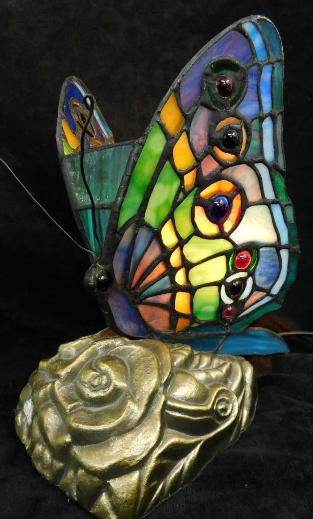 Stained Glass Butterfly Table Light - Works - 8.5" x 5.5" x 7" (1 of 9)