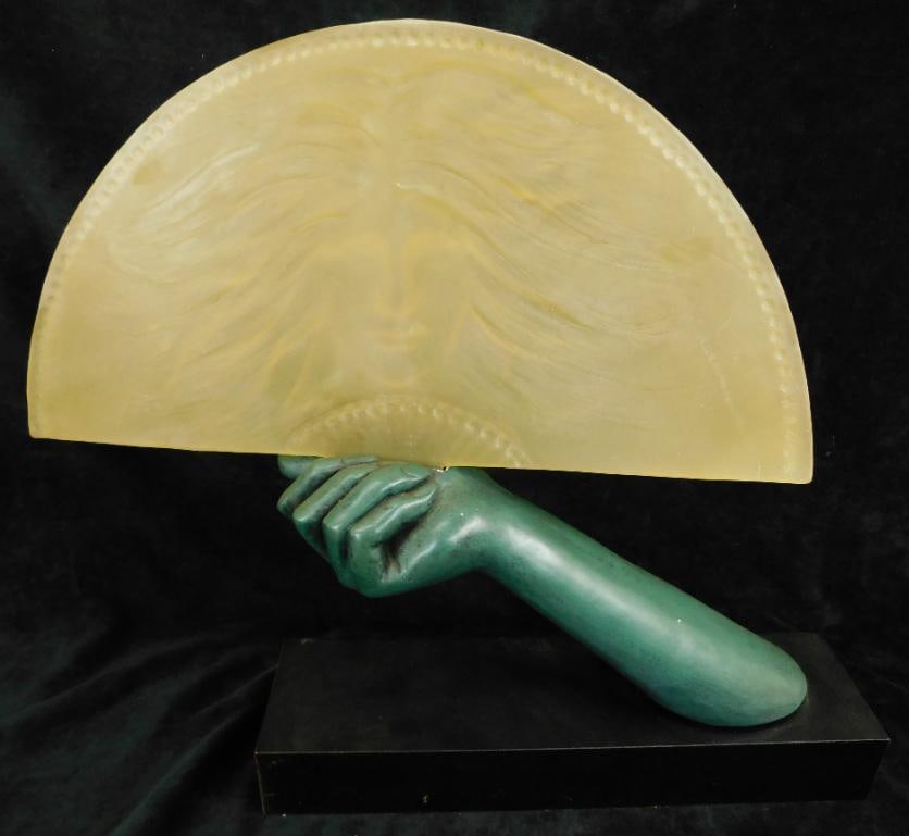 1984 - Austin Productions - Hand with Fan Sculpture - Lucite / Acrylic (1 of 14)