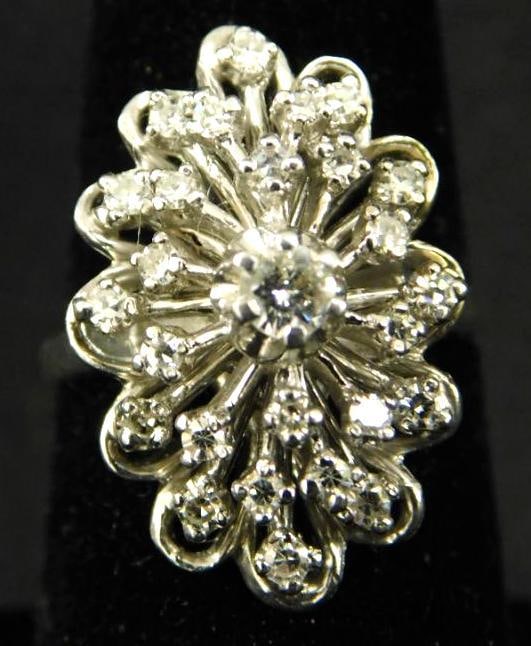 14K White Gold - Cocktail Ring - 19 Diamonds - Size 8 - 10 Grams TW - 2.75 Ct Weight (1 of 9)