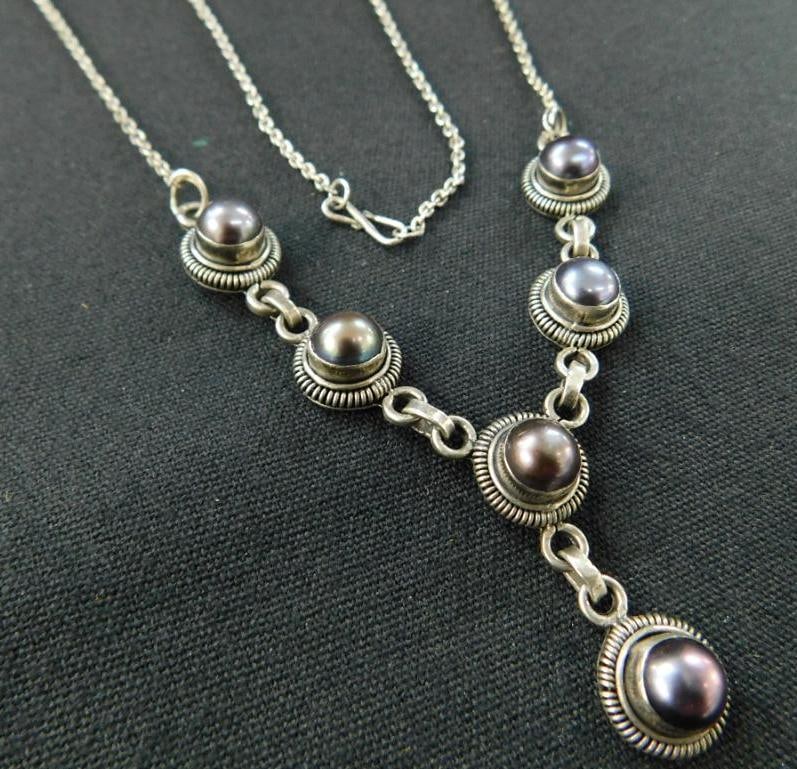 Sterling Silver - Drop Necklace - 24" - 15 Grams TW: See Photos For Condition and Details