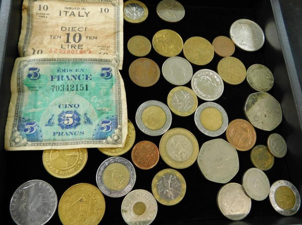 Tray Lot of Misc. Foreign Coins (1 of 10)