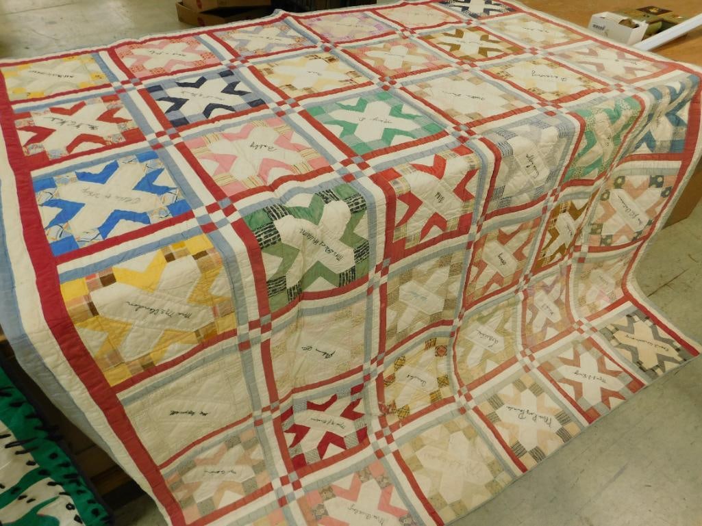 Vintage Pieced Out Hand Made Quilt - 89" x 76": See Photos For Condition and Details