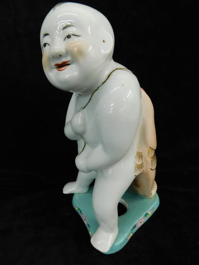 Chinese Porcelain Figure - Boy / Man with Koi Fish - 12" x 6" x 6.5" (1 of 10)