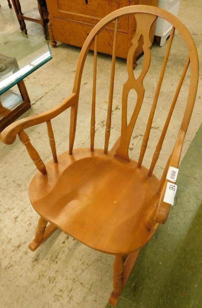 Vintage Maple Rocker: 34.5" x 22" x 31.5"