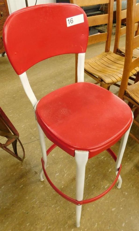 Vintage Painted Metal Kitchen Stool (1 of 8)