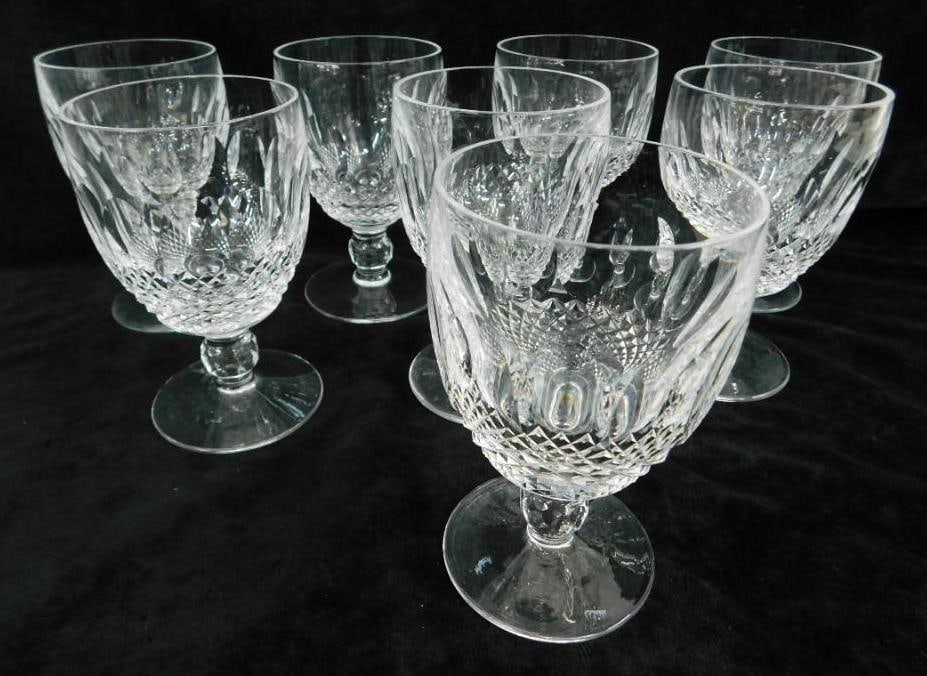 Waterford Crystal - Ireland - Colleen Pattern - 8 Taller Goblets - 5.25" Tall (1 of 8)