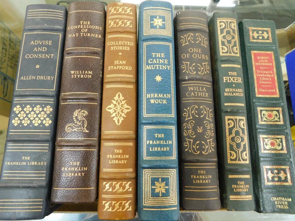 Box Lot of 8 Leather Bound Books - Good Shape - Misc. Titles (1 of 5)