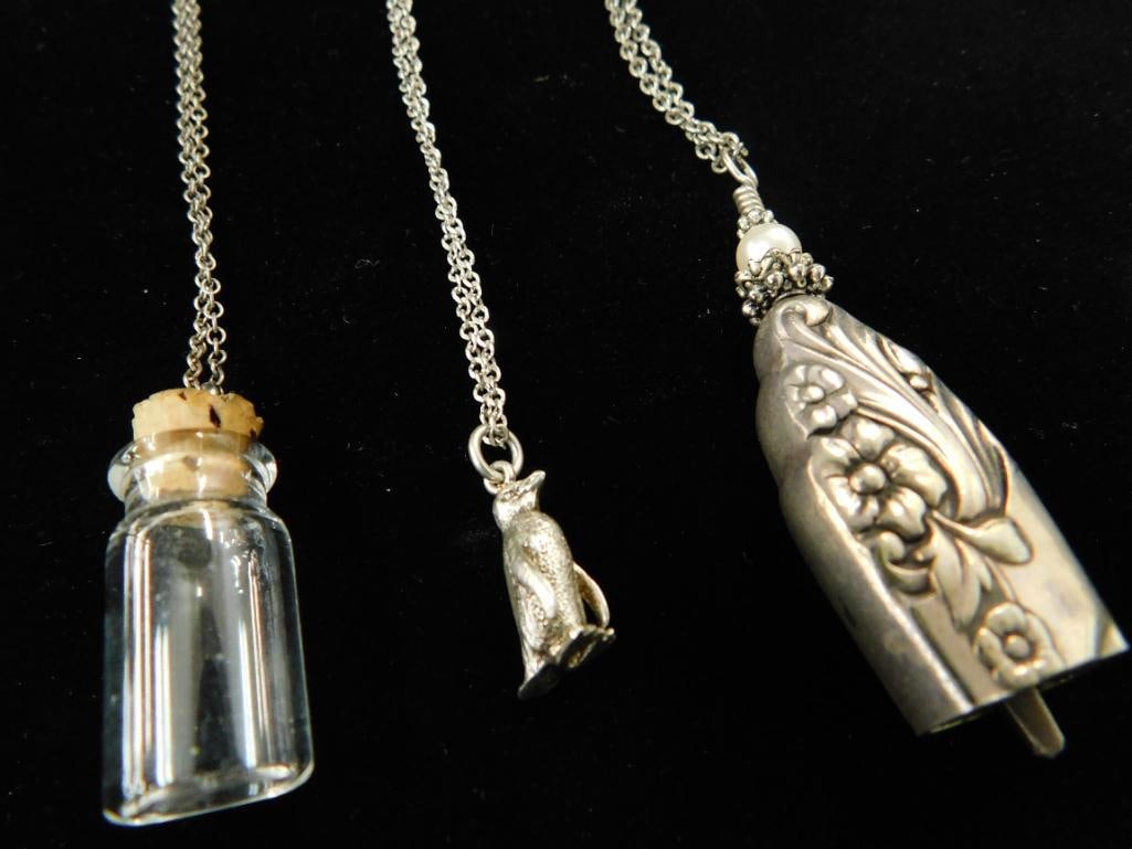 Sterling Silver - 3 Pendant Necklaces - 31 Grams TW (1 of 8)