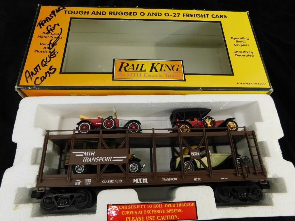 Rail King - MTH - O Gauge Model Trains - Auto Hauler with Antique Cars (1 of 12)