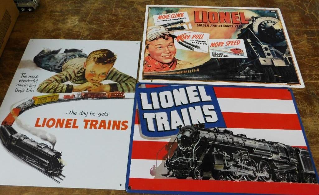 Group of 3 Metal Lionel Model Train Signs (1 of 5)