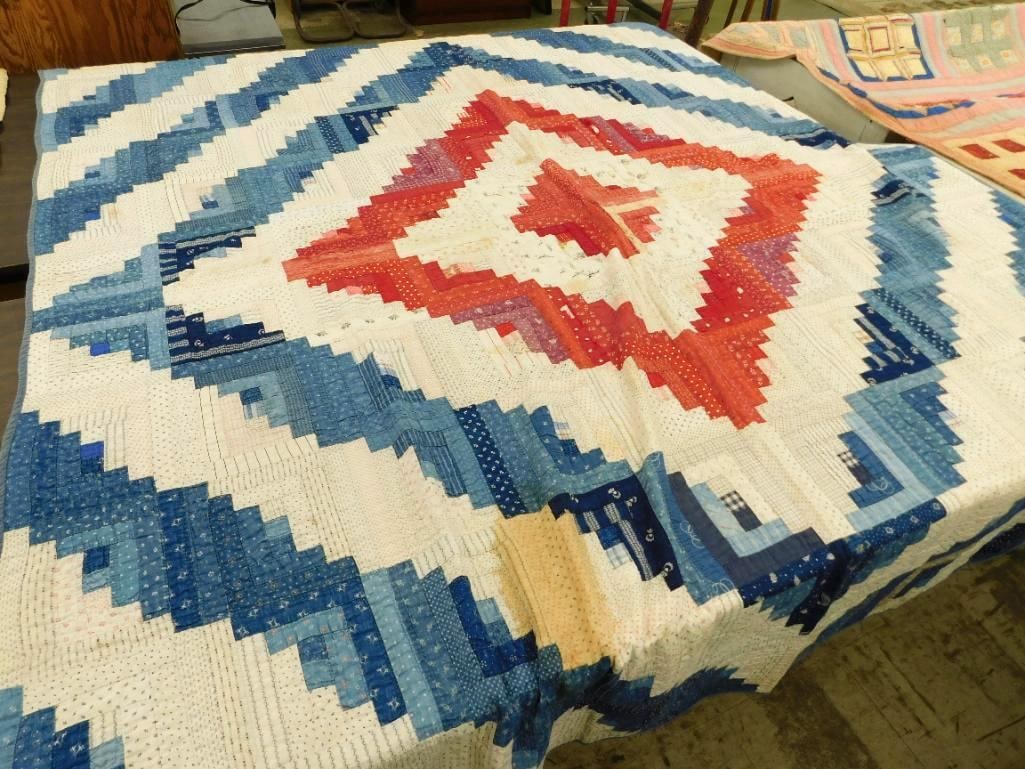 Vintage Hand Sewn Quilt - Diamond Pattern - 81" x 71" (1 of 18)
