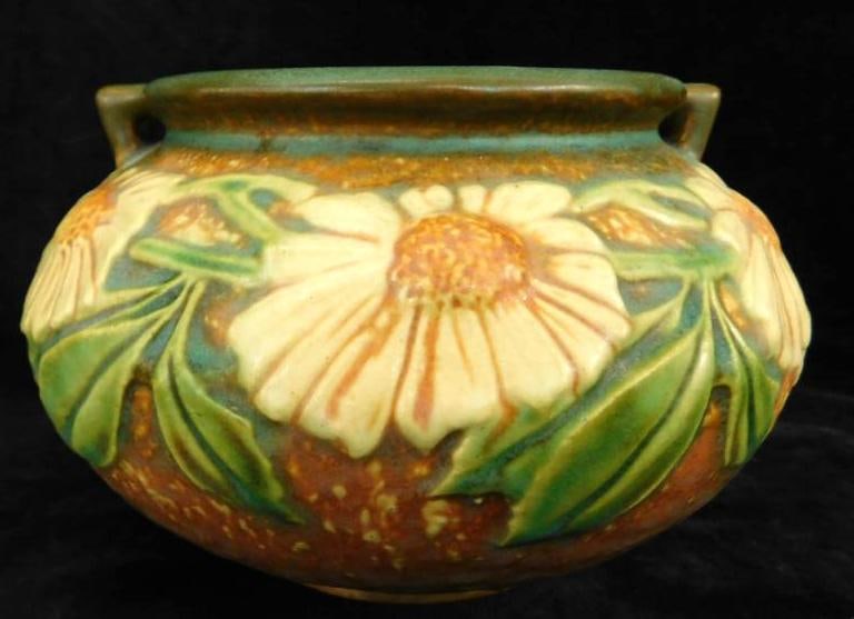 Roseville Pottery - Dalrose - Rust - Unmarked - Small Jardinaire - 4" x 7": See Photos For Condition and Details