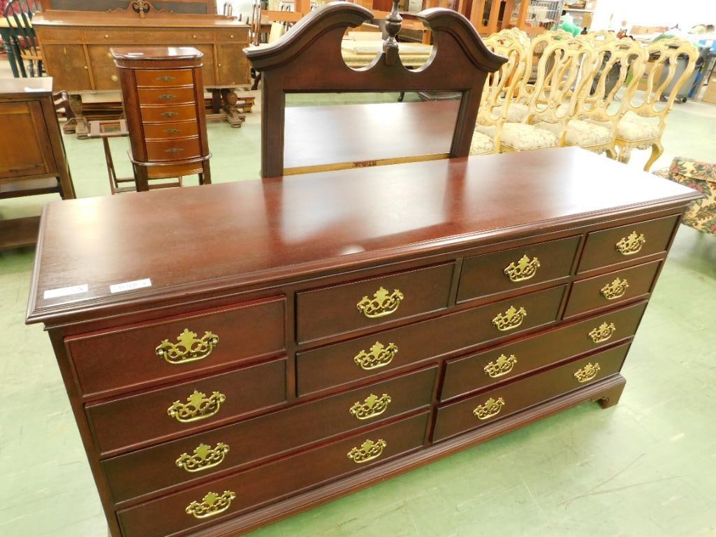 Drexel 11 Drawer Long Dresser with Mirror (1 of 12)