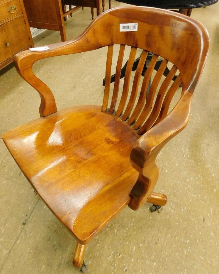 Vintage Oak Office Chair on Casters (1 of 8)
