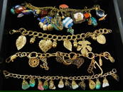 Costume Jewelry - Charm Bracelet - Gold Tone - 4 Pieces
