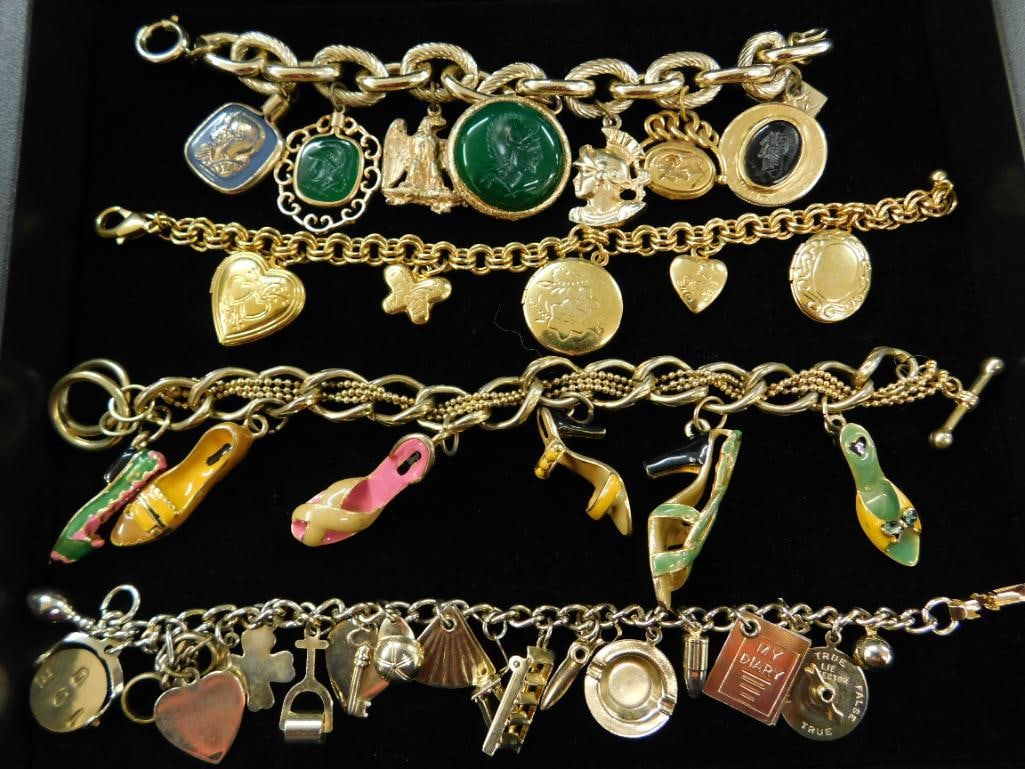 Costume Jewelry - Charm Bracelet - Gold Tone - 4 Pieces (1 of 15)
