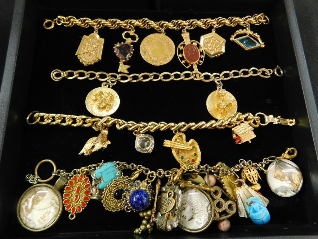 Costume Jewelry - Charm Bracelet - Gold Tone - 4 Pieces (1 of 16)