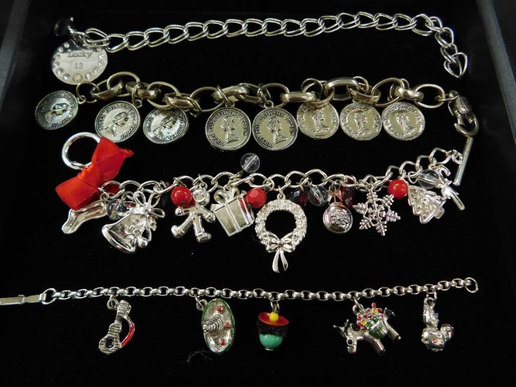 Costume Jewelry - Charm Bracelet - Silver Tone - 4 Pieces (1 of 13)