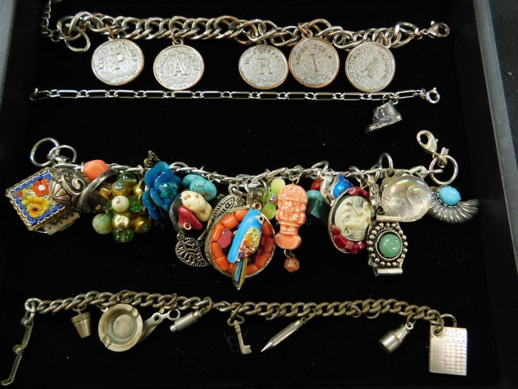 Costume Jewelry - Charm Bracelet - Silver Tone - 4 Pieces (1 of 15)