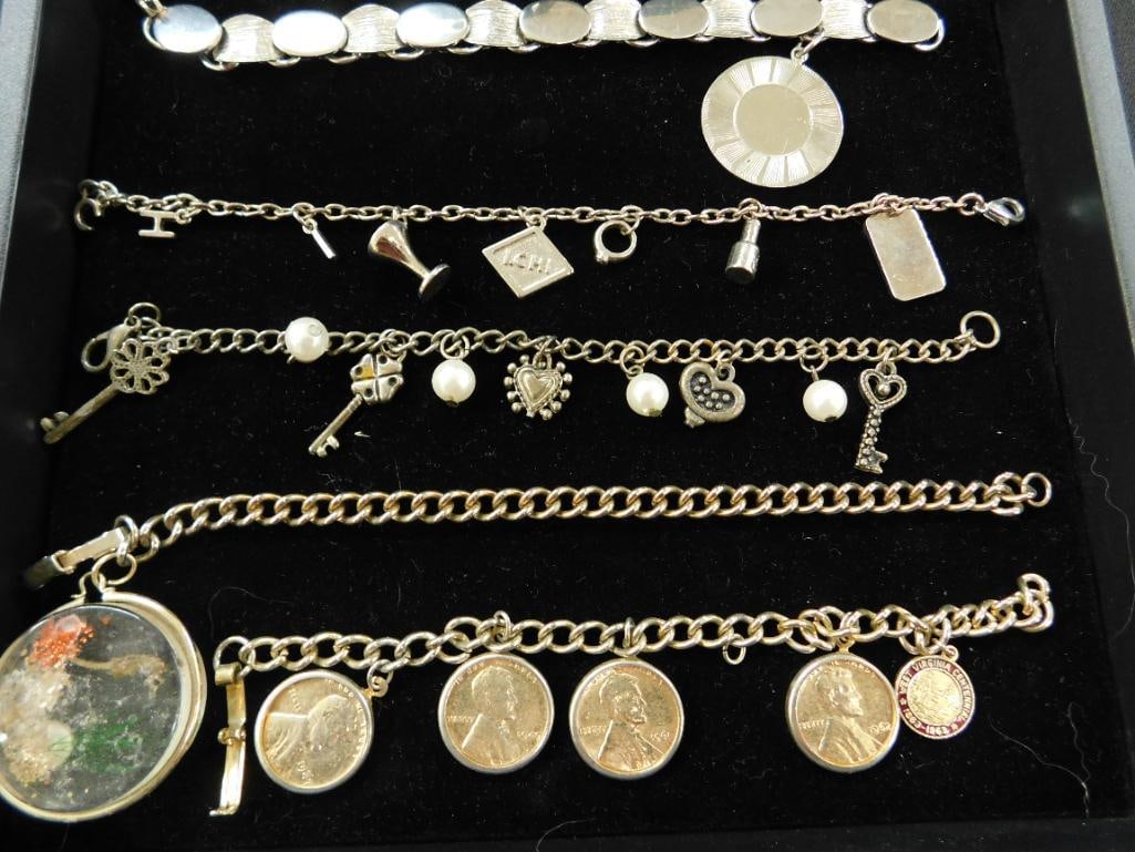 Costume Jewelry - Charm Bracelet - Silver Tone - 5 Pieces (1 of 15)