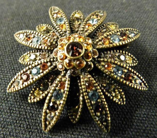 Costume Jewelry - Signed - Joan Rivers Brooch with Swarovski Crystals (1 of 6)