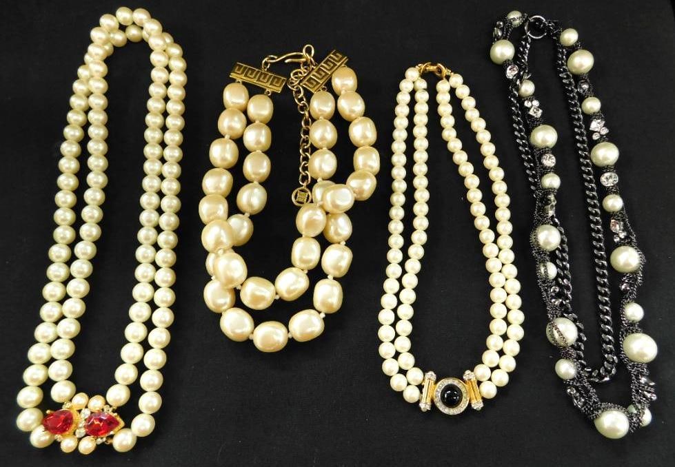 Costume Jewelry - Signed - 4 Necklaces - Richeleau - Givenchy: See Photos For Details and Condition
