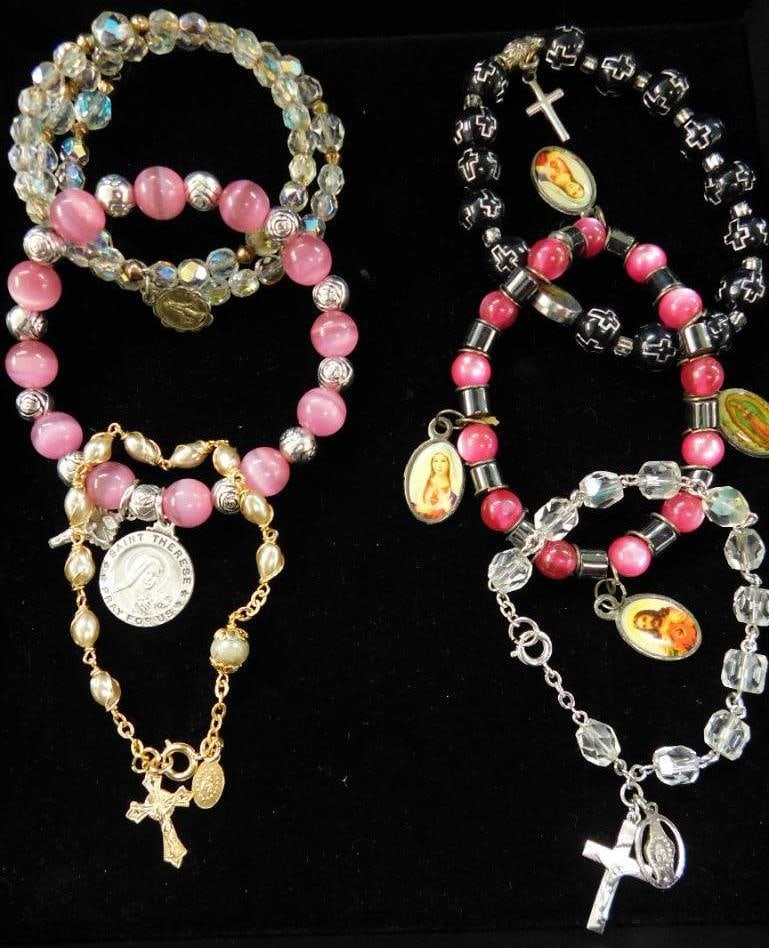 Costume Jewelry - Religious - 6 Religious Themed Bracelets: See Photos For Details and Condition