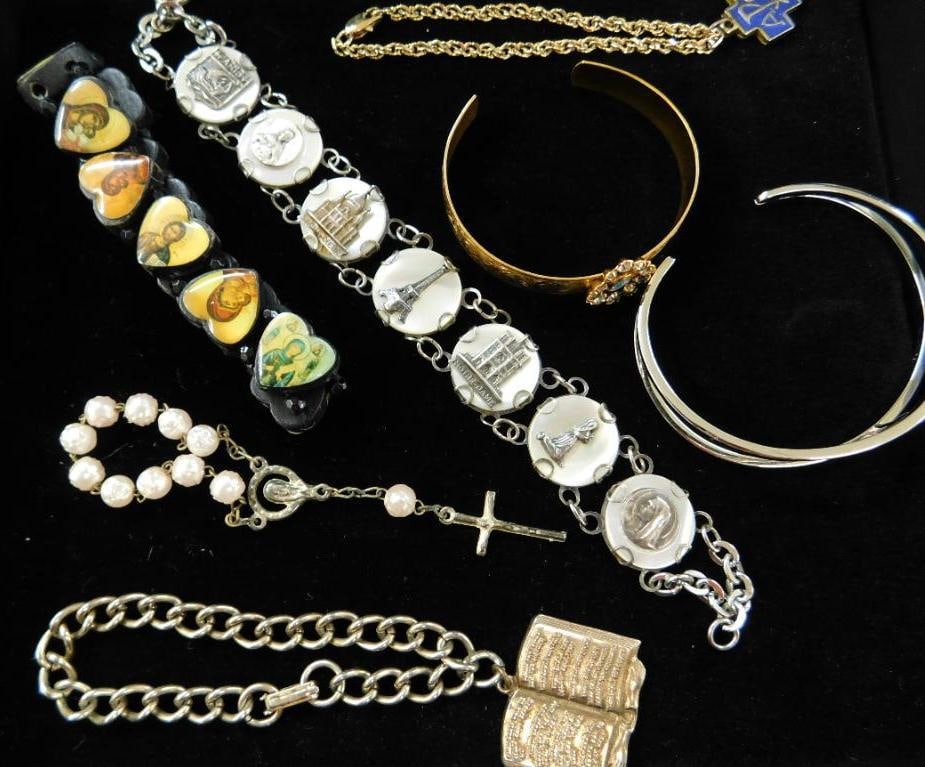 Costume Jewelry - Religious - 7 Bracelets: See Photos For Details and Condition