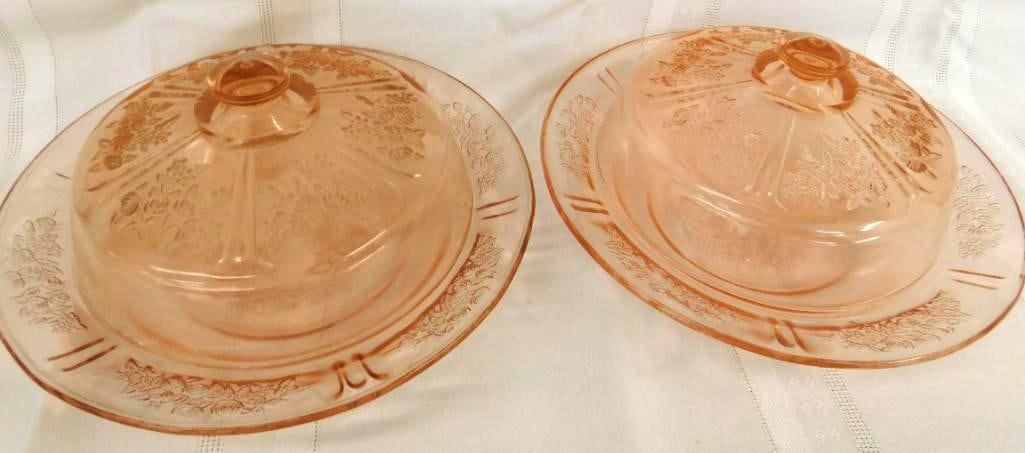 Federal Depression Glass - Pink - Rose Of Sharon - 3 Creamers - 1 Sugar - 1 Lid: See Photos For Condition and Details