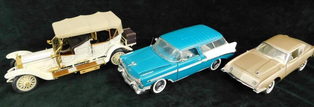 3 Franklin Mint Diecast Cars - 1911 Rolls Royce - 1956 Chevy Nomad Wagon (1 of 20)