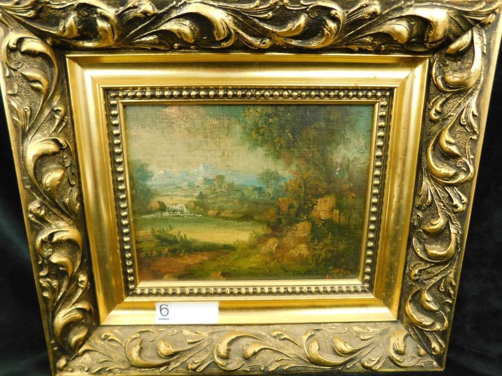 Vintage Framed Oil On Canvas - Signed Patin - Landscape Scene - 12.5" x 15.5" (1 of 15)