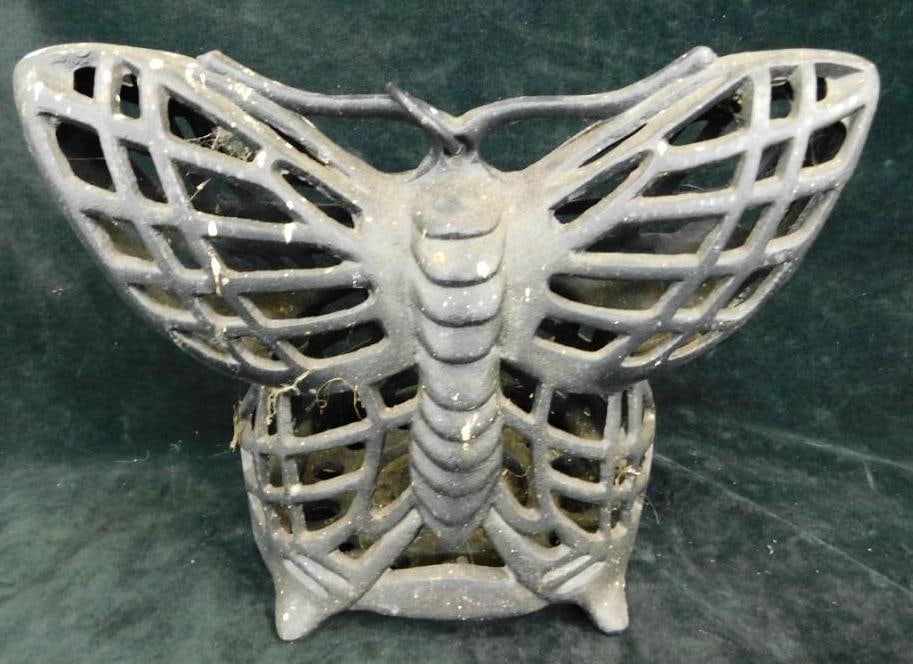 Cast Iron Large Butterfly Lantern - 8.75" x 11.5" x 5": See Photos For Condition and Details