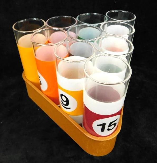 MCM Mid Century Pool Ball Rack Shot Set - 4.25" x 6"x 6" (1 of 8)