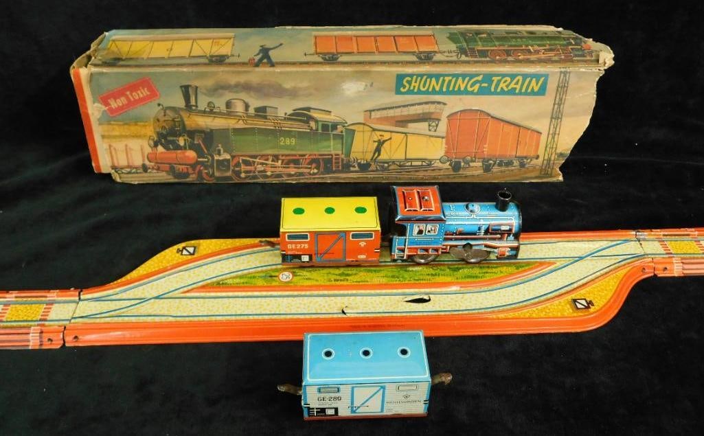 Vintage Marke Technofix Wind Up Litho Tin Train - 3 Cars - "Shunting Train" - No Key - #289 (1 of 12)