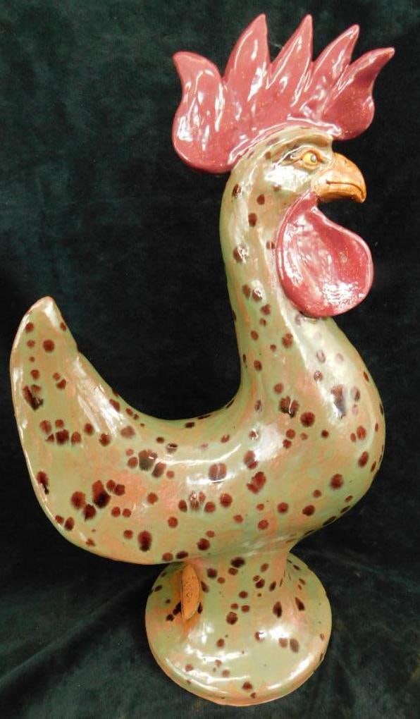 Southern Folk Art Pottery - 2023 Signed Rex Hogan - Rooster - 16" x 9" x 6" (1 of 12)