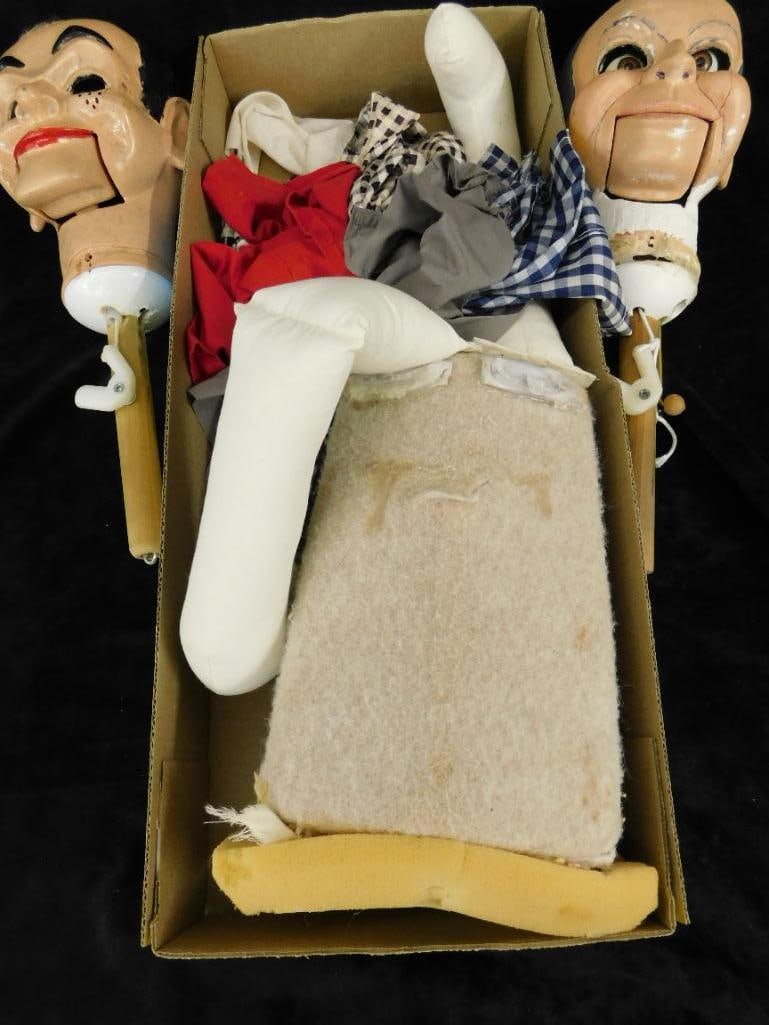 Box Lot of Ventriloquist Dummy Parts: See Photos For Details and Condition