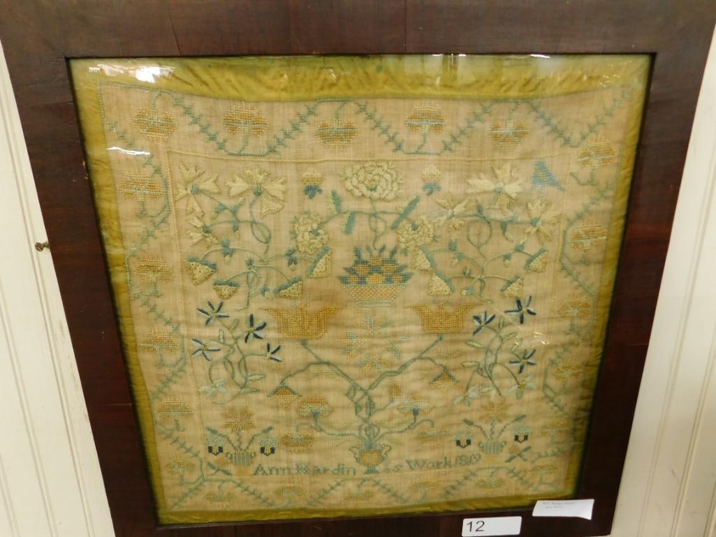 1819 Antique Hand Sewn Sampler - Ann Hardin - 22" x 22" Framed (1 of 16)