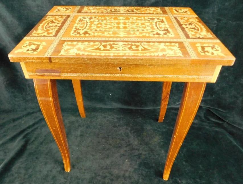 Inlaid Italian Music Box Stand - Sorrento - 1 Loose Leg - 17" x 15" x 11" (1 of 13)