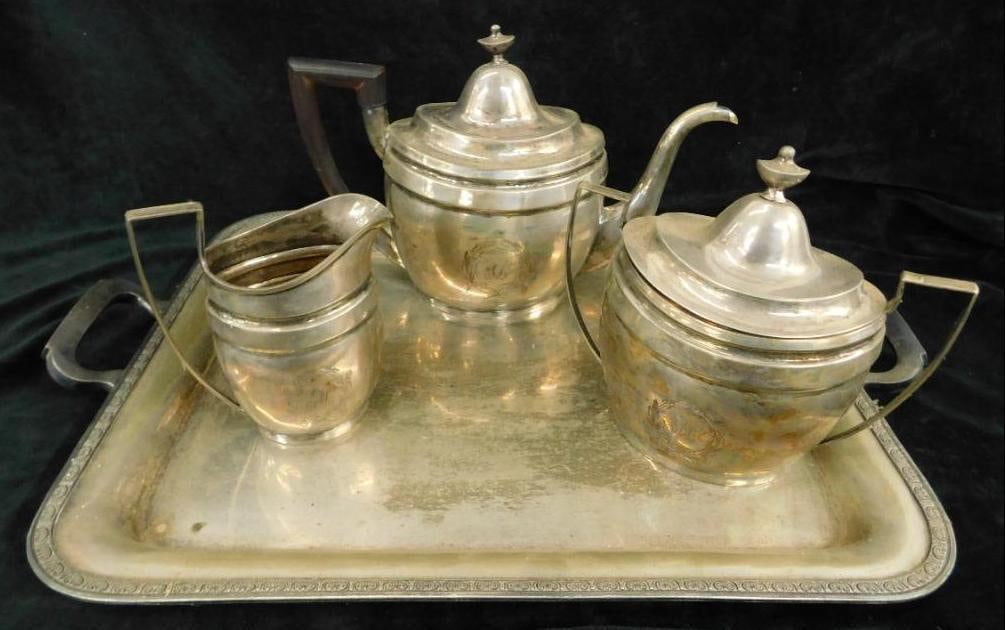 1800s Coin Silver Tea Set 1209 grams without tray - Pot - Creamer and Sugar - Signed Joel Sayre -NYC (1 of 20)