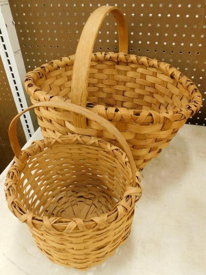 Pair of Vintage Baskets - 14"x 18' x 14" and 10.5" x 9.5" x 8" (1 of 8)