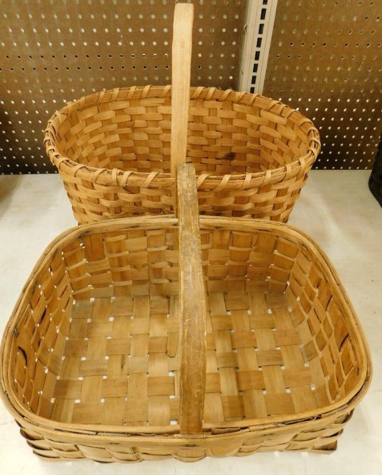 Pair of Vintage Baskets - 16" x 20" x 14" and 12" x 16" x 12": See Photos For Details and Condition