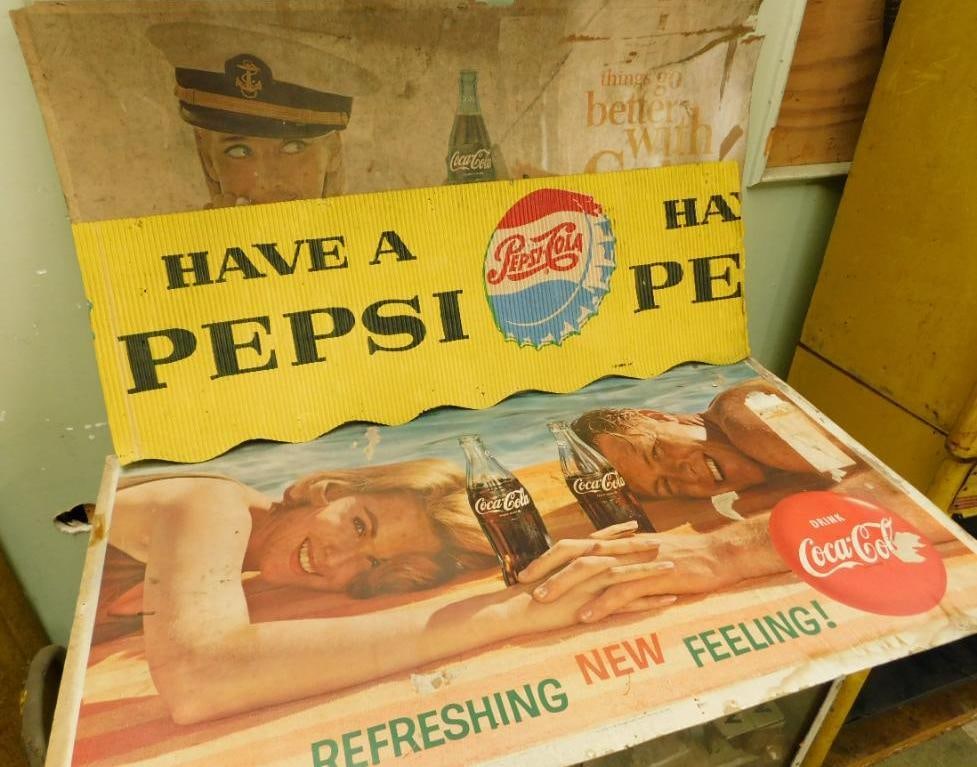 Advertising - Vintage Coca Cola Sign on Cardboard - 20" x 36" (1 of 10)