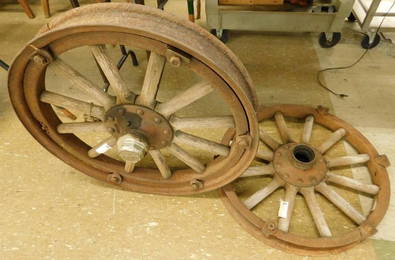 Pair of 1920s Buick Wood Spoked Wheels - Each 25" x 4"
